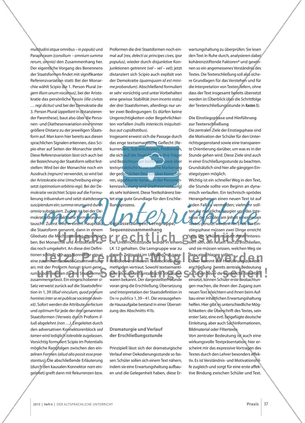 Die First Lady der Lateinstunden - Aufbau und Dramaturgie einer Erschließungsstunde am Beispiel von Cicero, De re publica 1, 42 Preview 4
