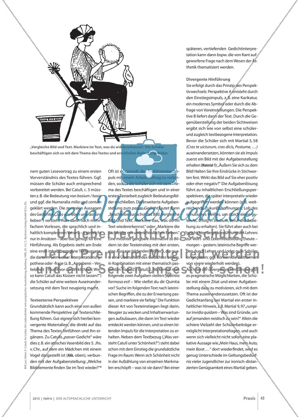 Erschließung und Interpretation poetischer Texte - Vorschläge zur Martial-, Catull- und Horazlektüre Preview 2