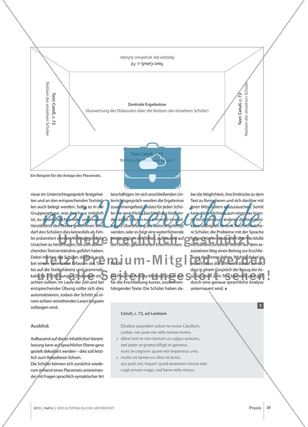 Spontanes Textverständnis mit der Placemat-Activity-Methode - Catull, c. 72 Preview 2