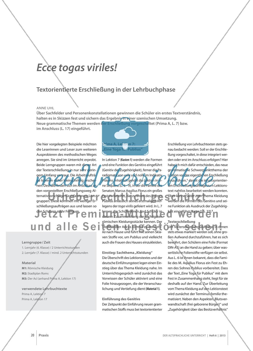 Ecce togas viriles! - Textorientierte Erschließung in der Lehrbuchphase Preview 1