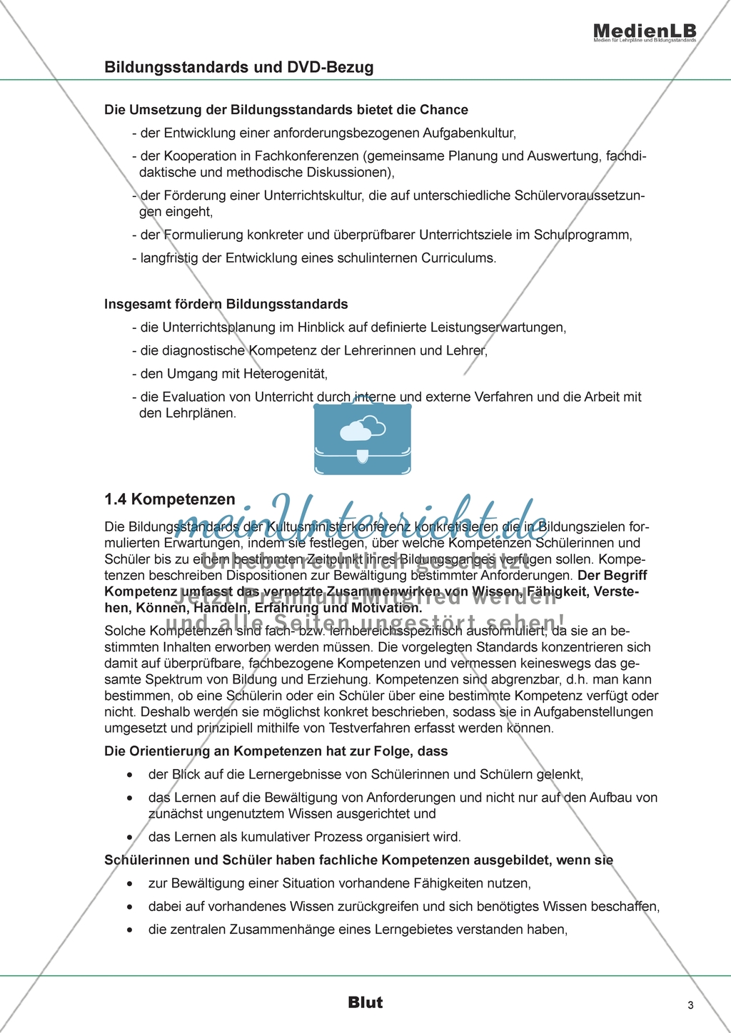 Bildungsstandards - Inhalte, Ziele, Kompetenzen und Anforderungsbereiche. Preview 3