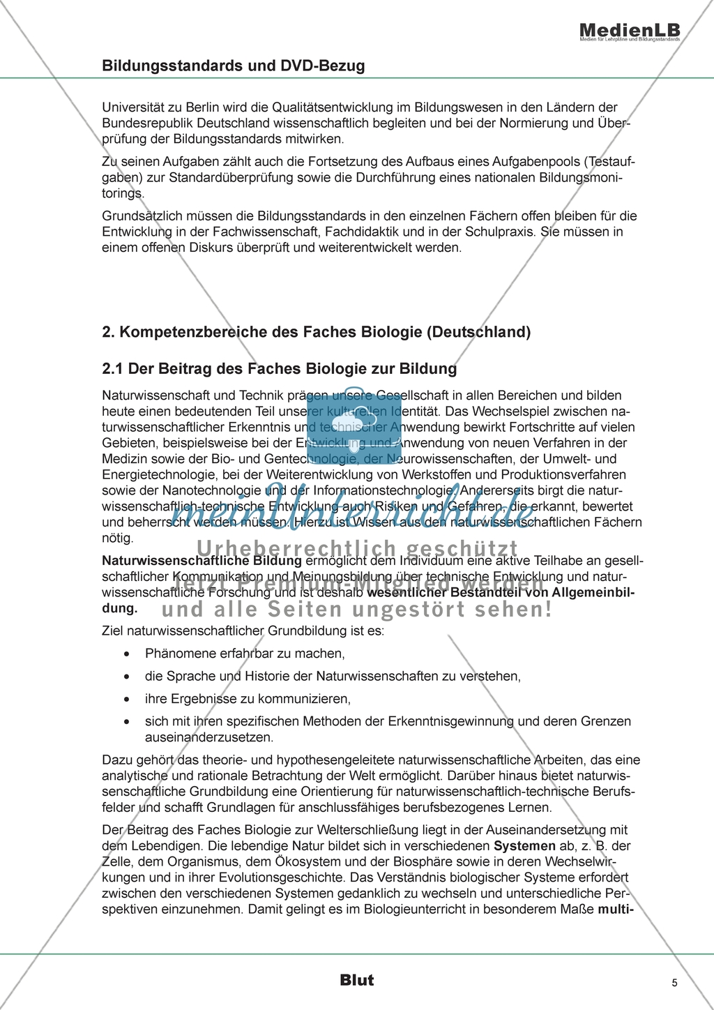 Bildungsstandards - Inhalte, Ziele, Kompetenzen und Anforderungsbereiche. Preview 5
