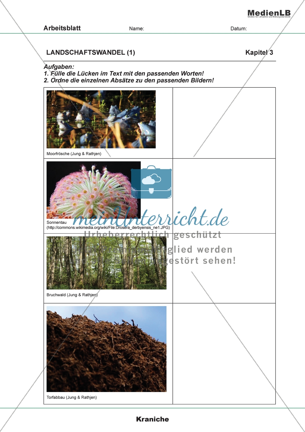 Landschaftswandel - Zuordnung von Bildern und Texten Preview 1
