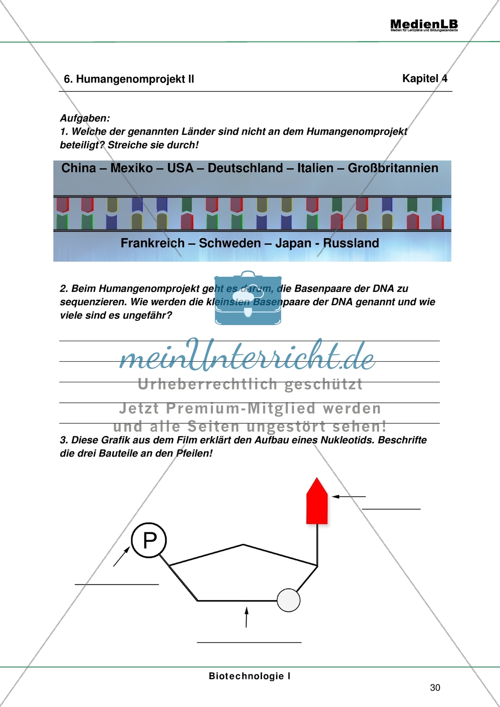 Humangenomprojekt - Beteiligte + Aufbau eines Nukleotids Preview 1