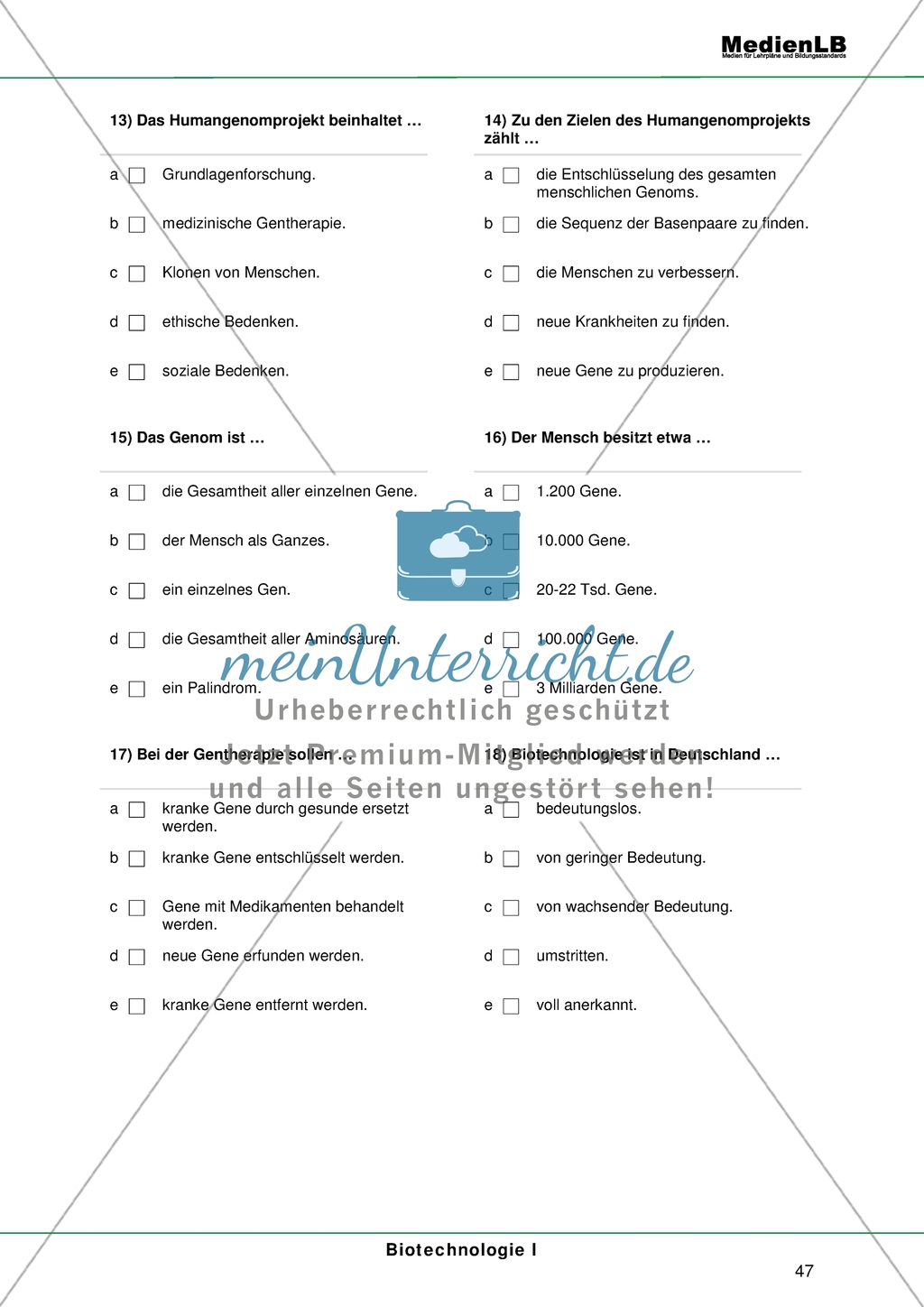 Biotechnologie - Testaufgaben mit Erläuterung Preview 4