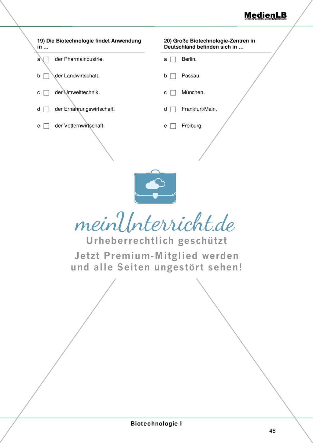 Biotechnologie - Testaufgaben mit Erläuterung Preview 5