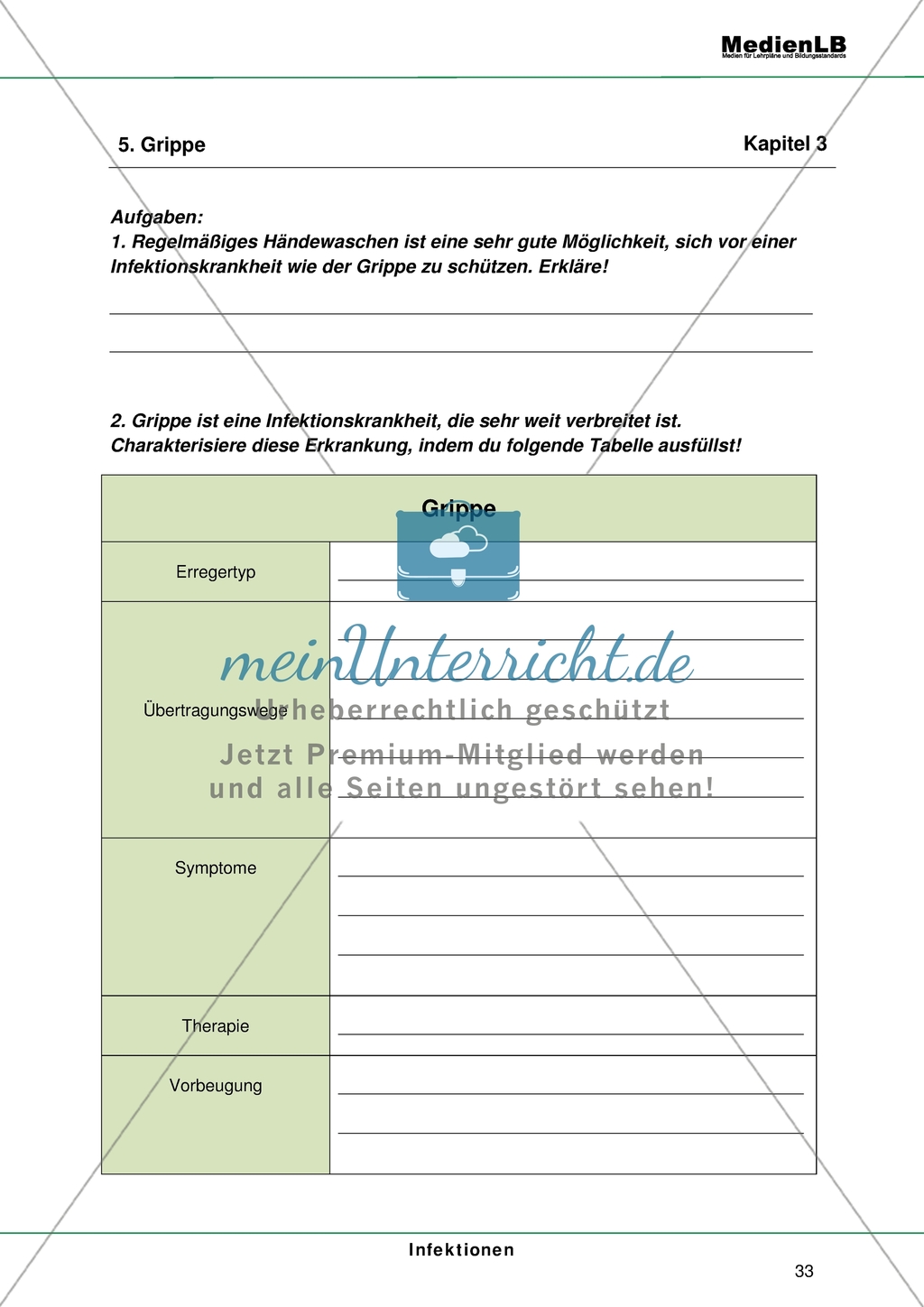 Infektionen - Charakterisierung der Infektionskrankheit Grippe Preview 1