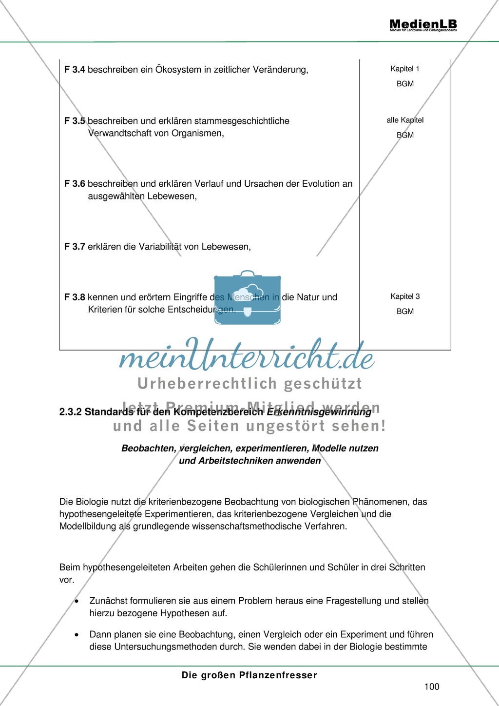 Das Thema Megaherbivoren in den Bildungsstandards: Der Kompetenzbereich Fachwissen Preview 6