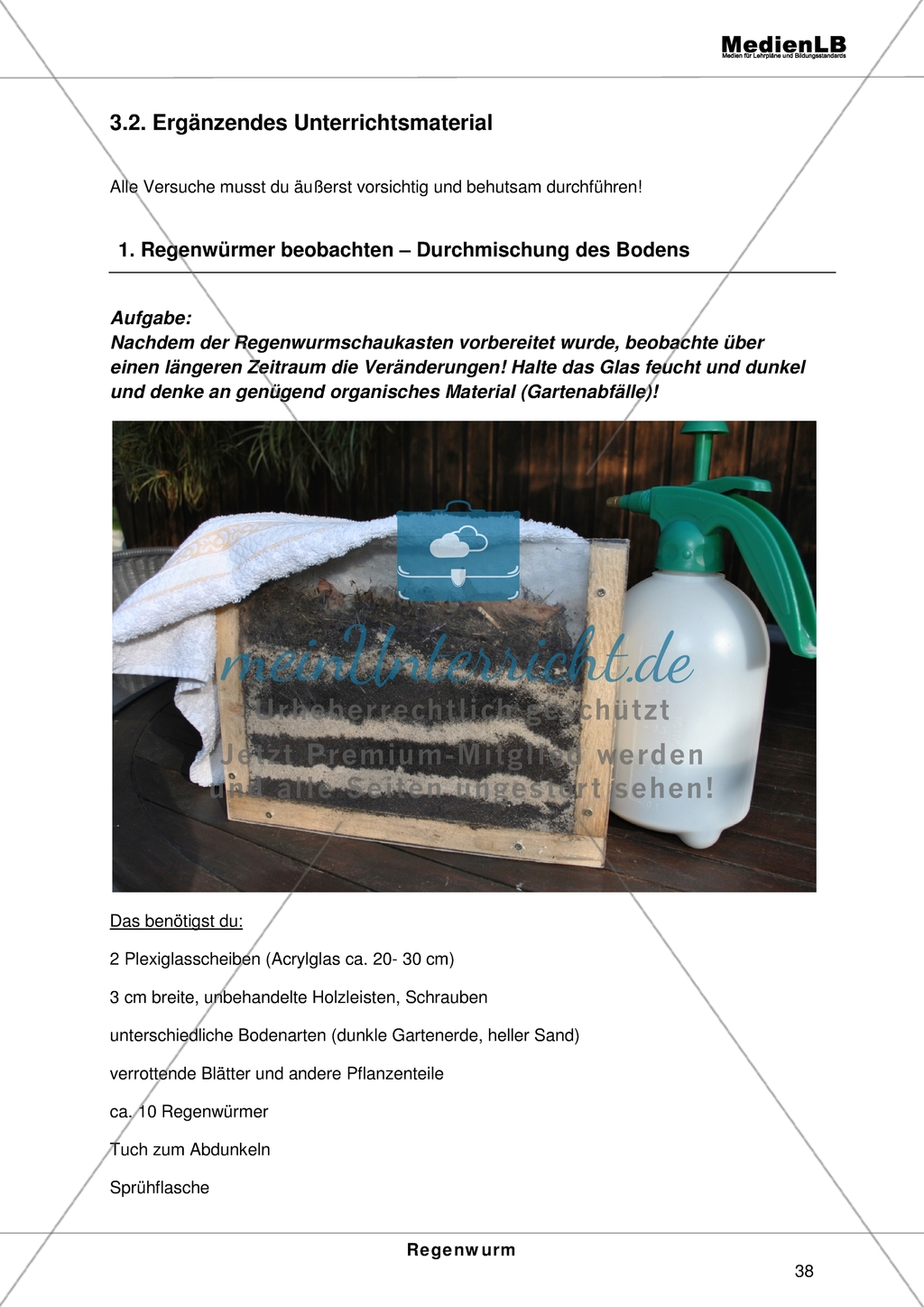 Der Regenwurm: Experimente - Regenwürmer beobachten, Wurmwanderkästen bauen und Regenwürmer im Gartenboden fördern Preview 1