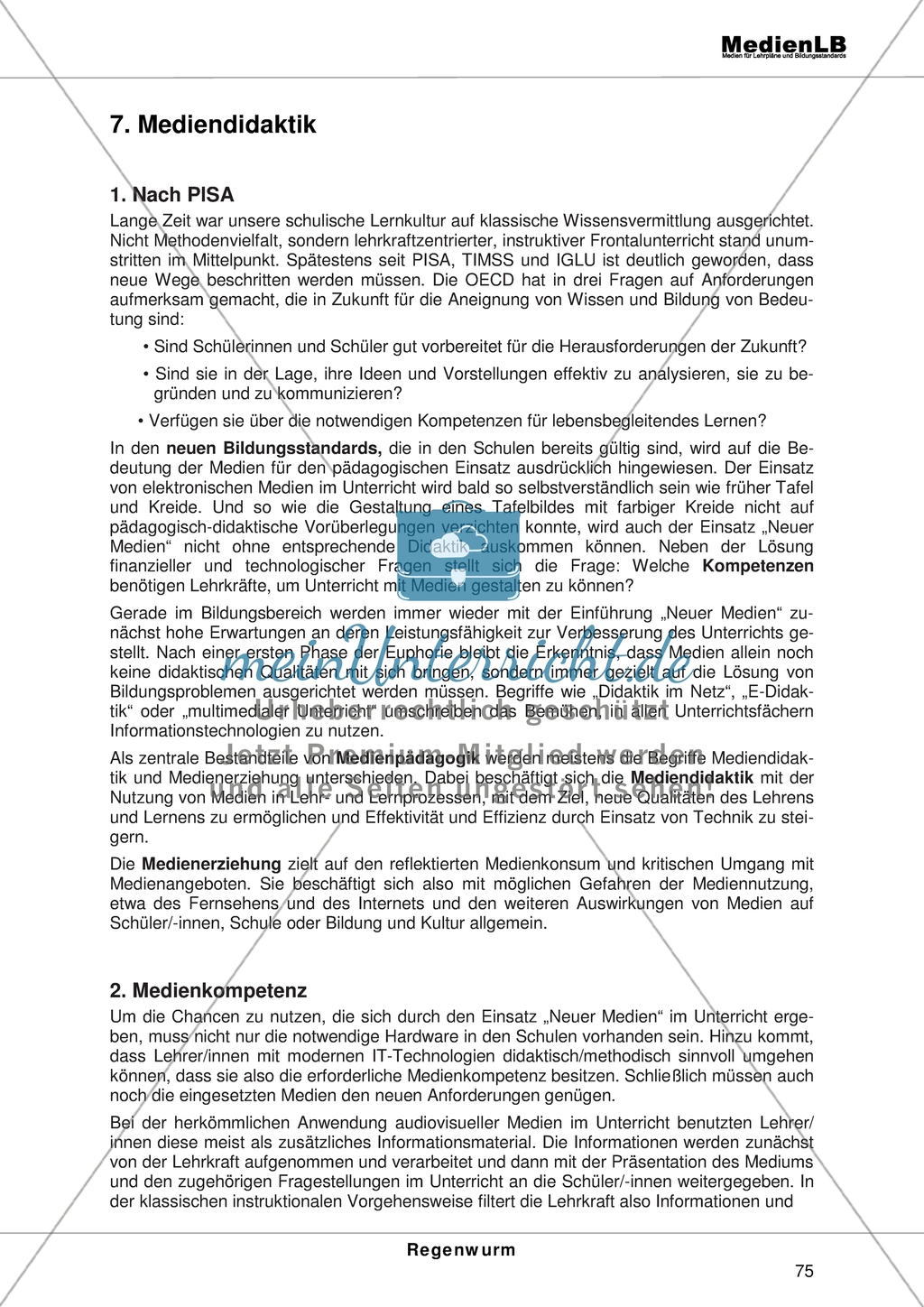 Der Regenwurm: Erläuterungen zur Mediendidaktik Preview 1