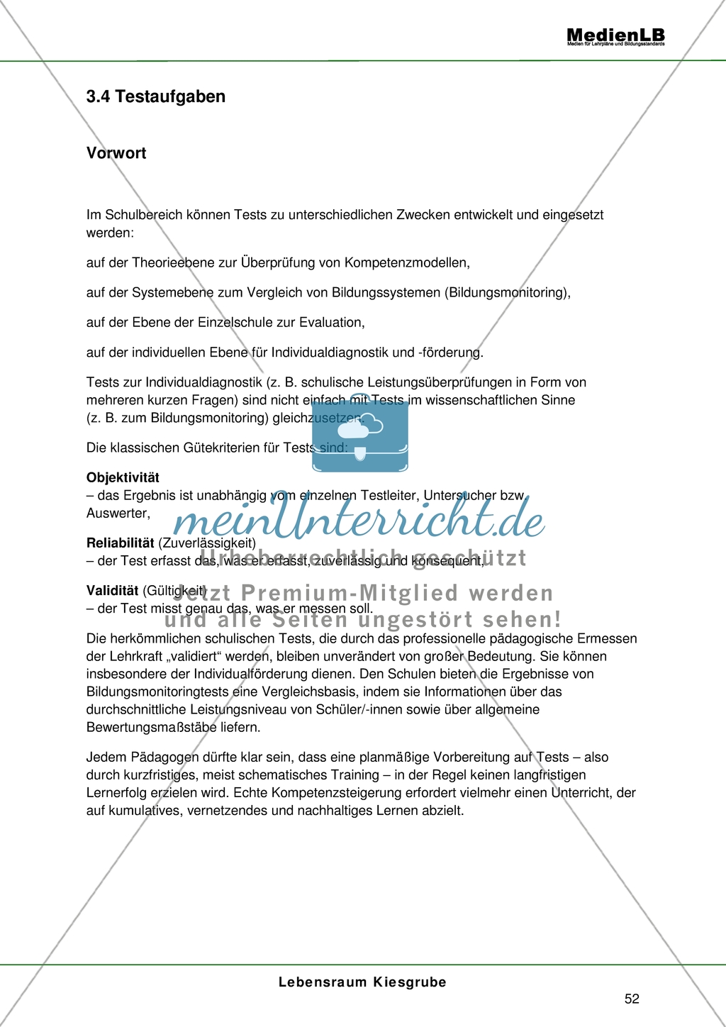Lebensraum Kiesgrube - Testaufgaben im Multiple-Choice-Format Preview 1