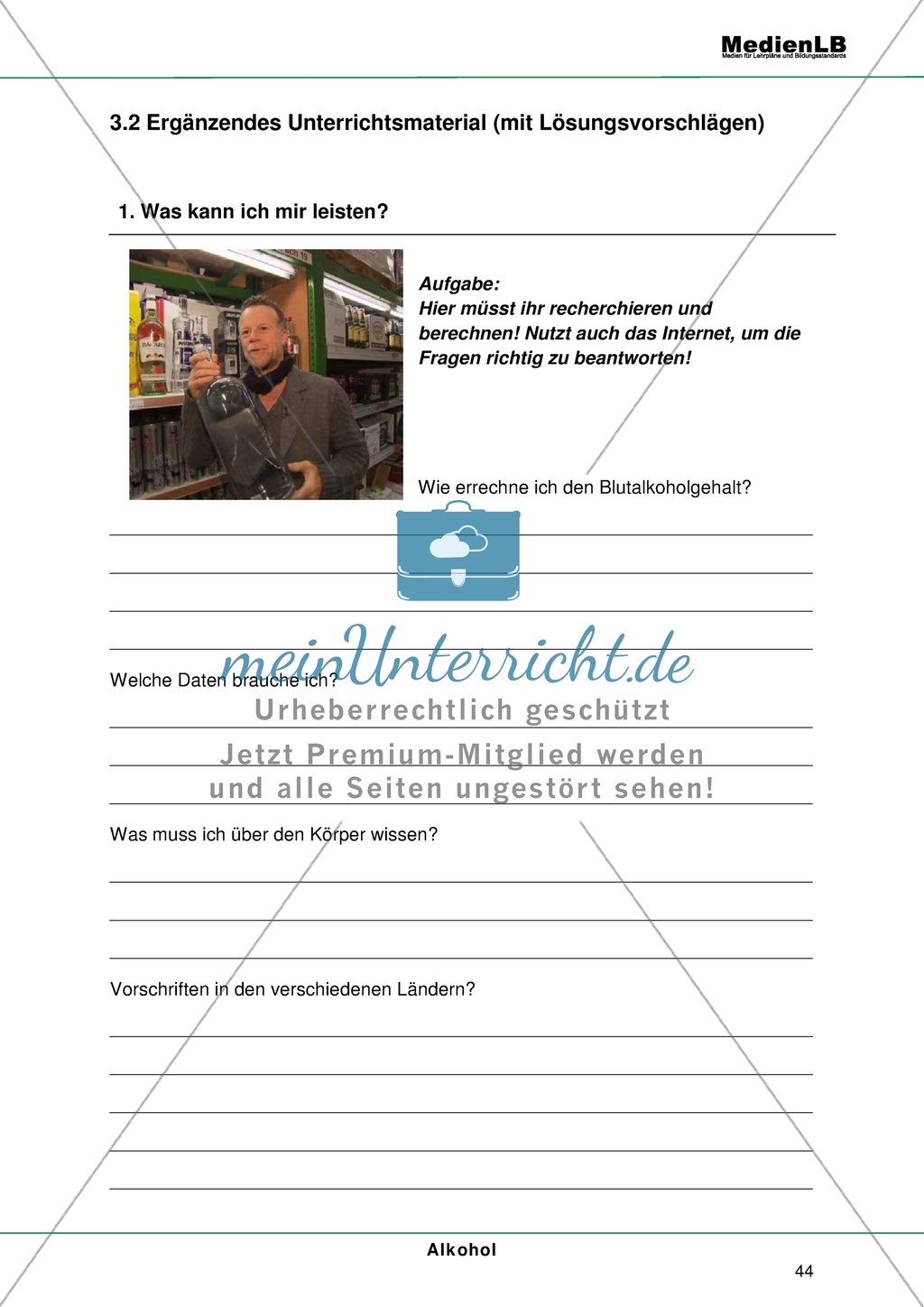Alkohol - Risiken der Alltagsdroge: Über Blutalkoholgehalt und Vorschriften in verschiedenen Ländern recherchieren Preview 1
