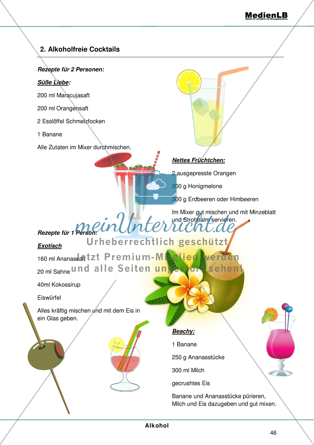 Alkohol - Risiken der Alltagsdroge: Rezepte für alkoholfreie Cocktails Preview 1