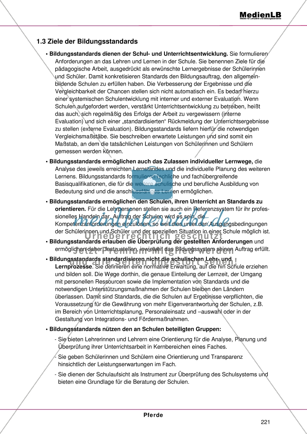 Pferde: Geburt, Pflege, artgerechte Haltung - Das Thema in den deutschen nationalen Bildungsstandards Preview 2
