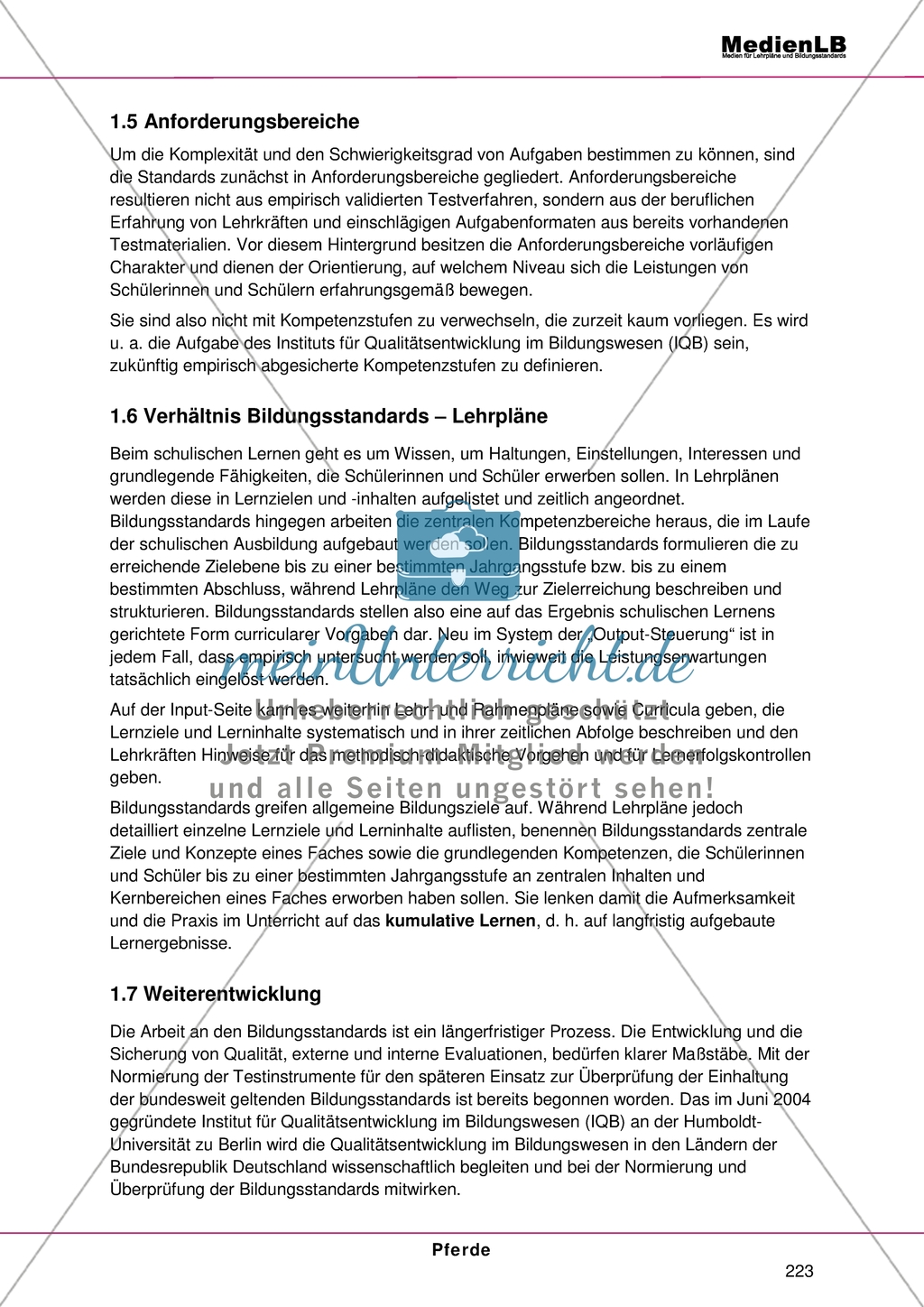 Pferde: Geburt, Pflege, artgerechte Haltung - Das Thema in den deutschen nationalen Bildungsstandards Preview 4