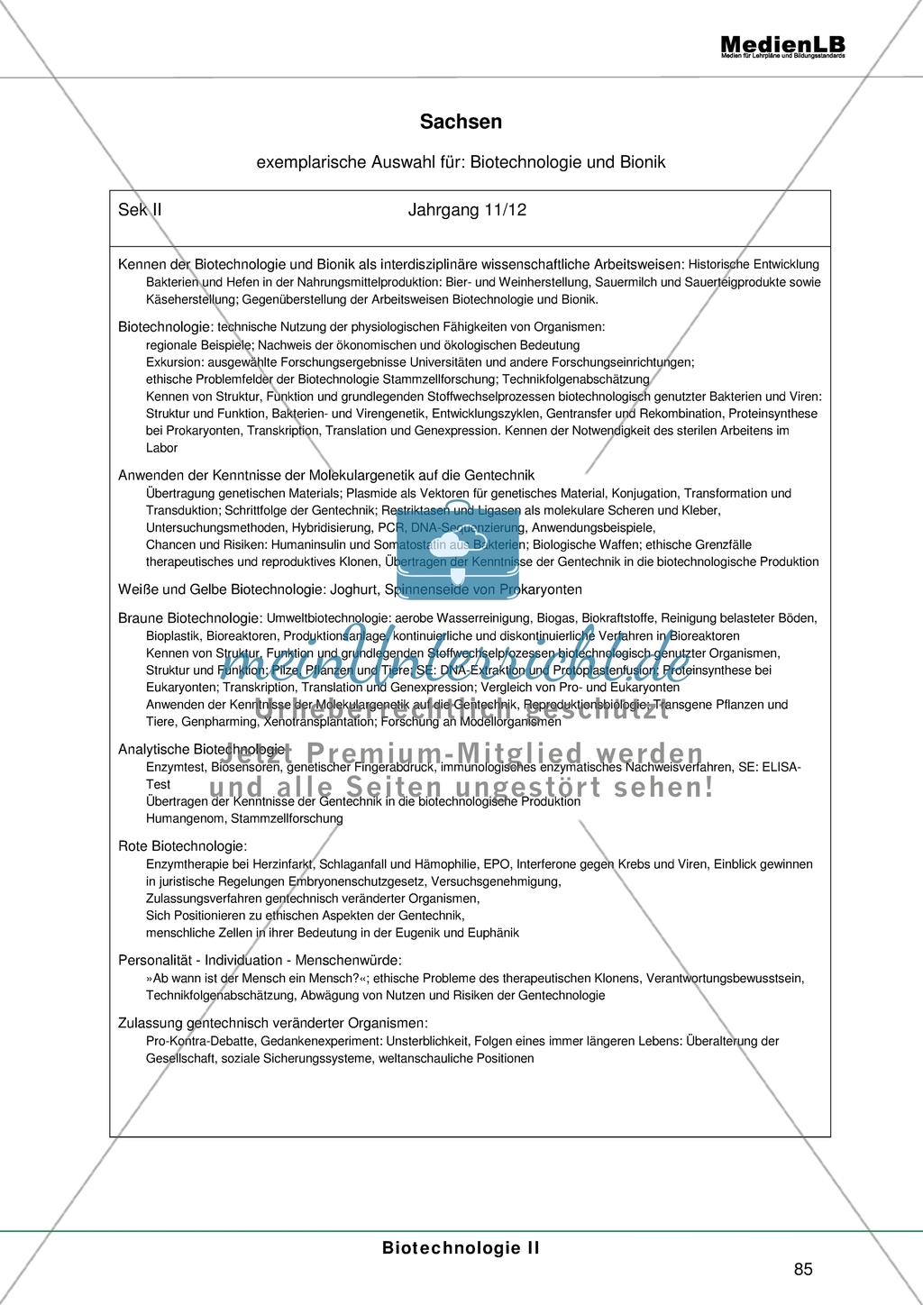 Das Thema Biotechnologie im Lehrplan von Sachsen Preview 1