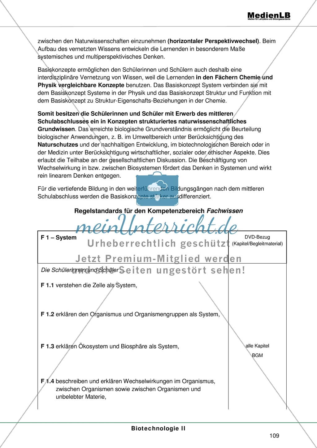 Biotechnologie: Standards für den Kompetenzbereich Fachwissen Preview 3