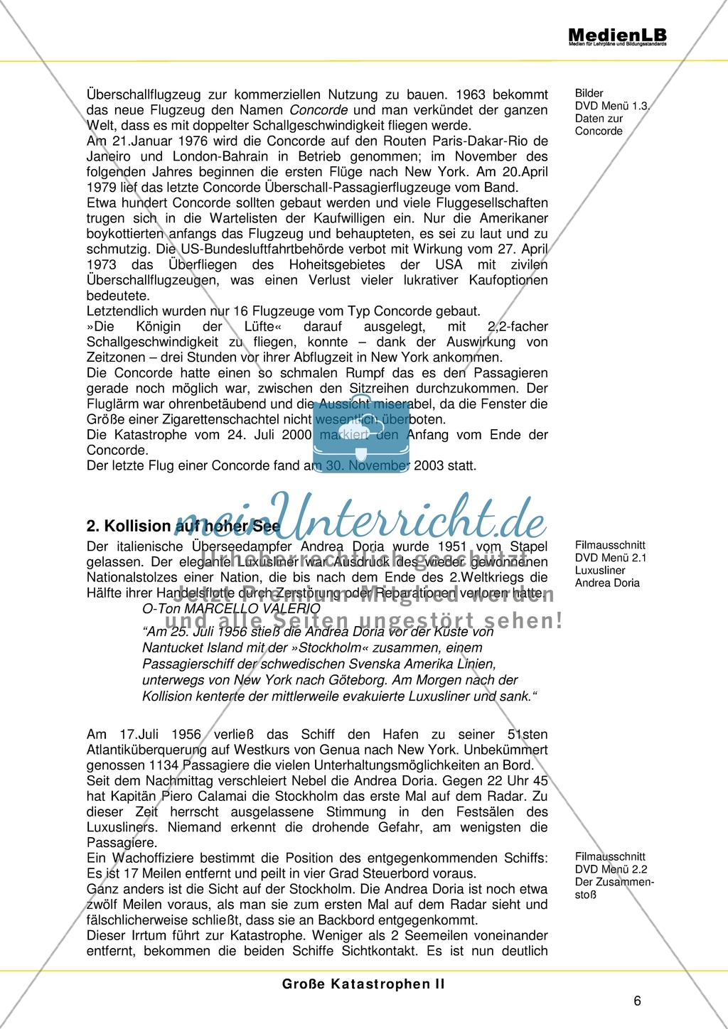 Lehrtexte zu den großen Katastrophen Teil II - Von der Concorde bis zur Titanic Preview 2