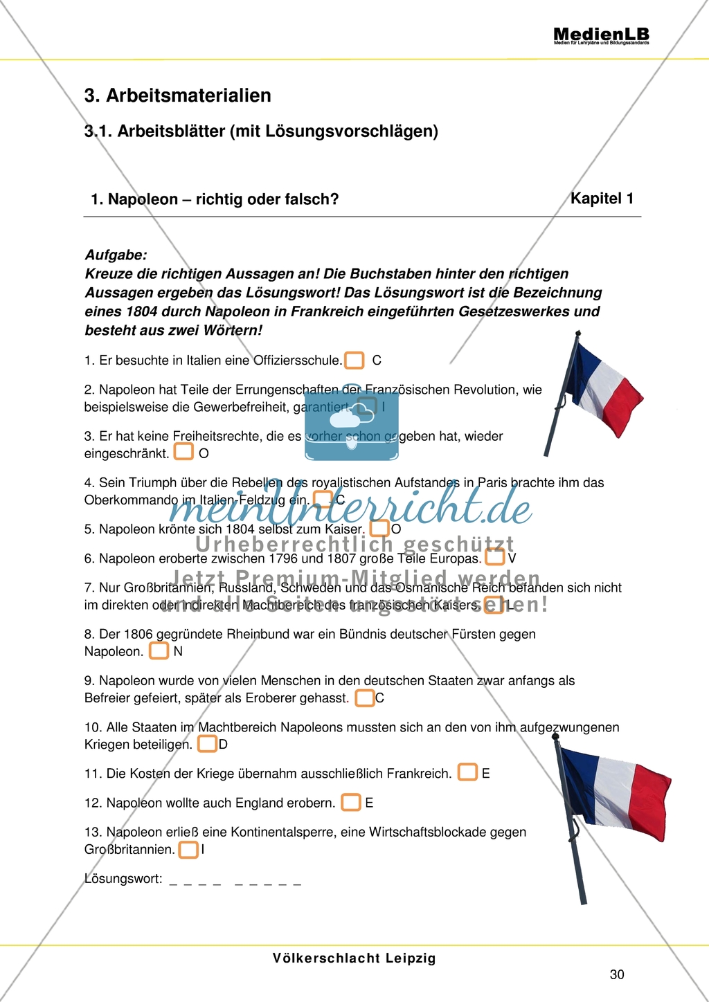 Völkerschlacht Leipzig - Befreiungskrieg gegen Napoleon: Napoleon richtig oder falsch? Preview 1