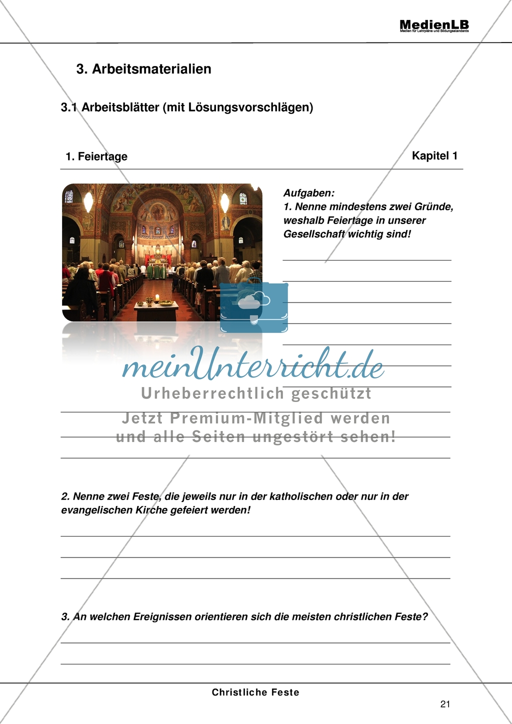 Christliche Feste - Feiertage im Kirchenjahr: Feiertage Preview 1