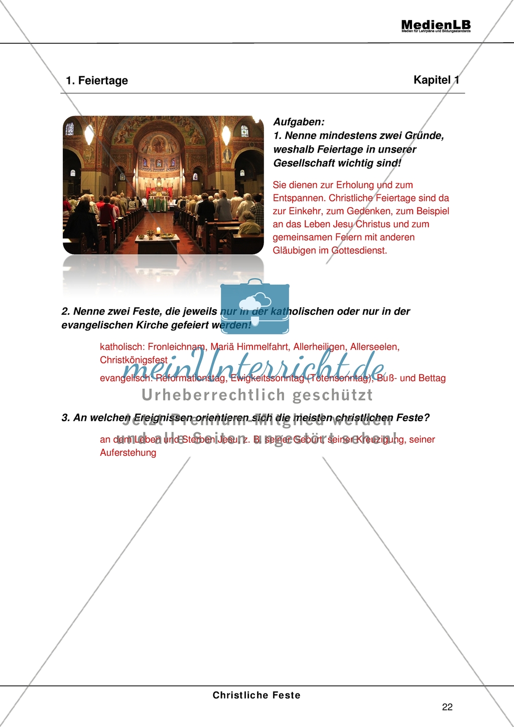 Christliche Feste - Feiertage im Kirchenjahr: Feiertage Preview 2
