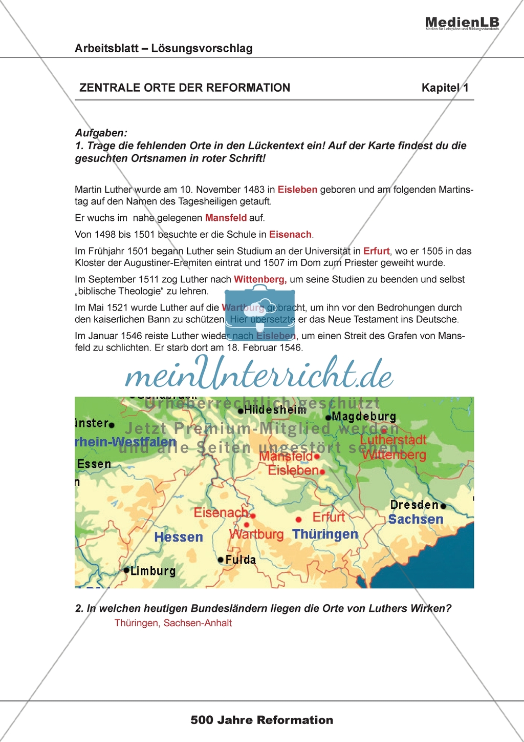 500 Jahre Reformation: Zentrale Orte der Reformation Preview 2