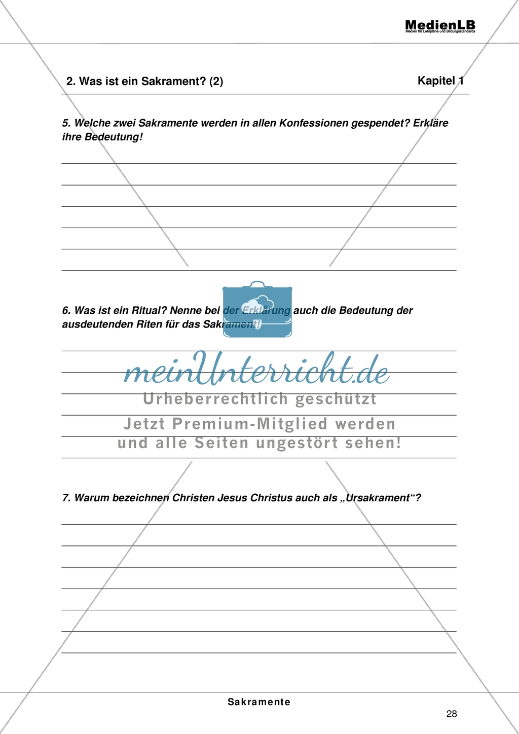 Sakramente - Definition und weiterführende Fragen Preview 2