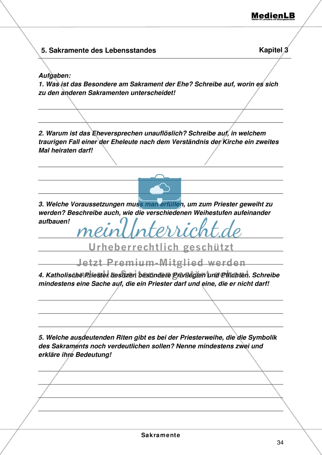 Sakramente des Lebensstandes - Ehe und Priesterweihe Preview 1