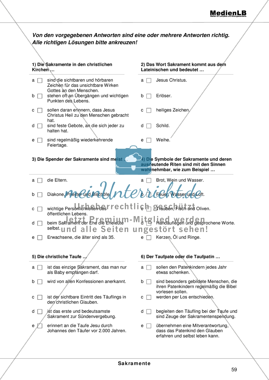 Sakramente - Multiple-Choice-Test Preview 1