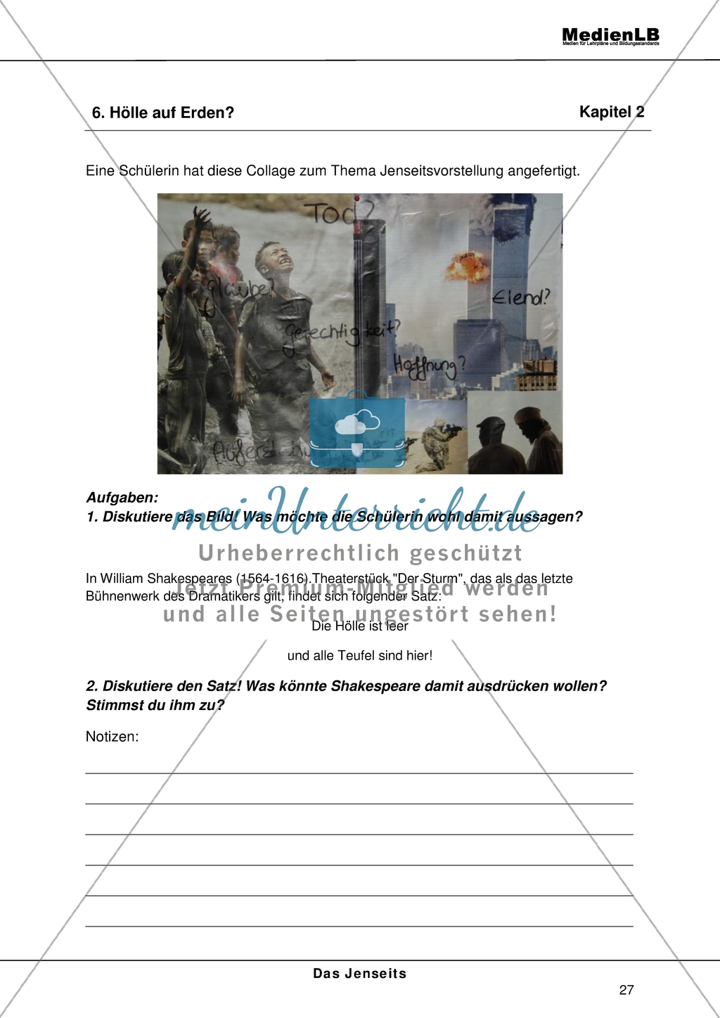 Jenseits - Interpretation einer Collage und eines Zitats von Shakespeare über das Thema Hölle auf Erden Preview 1