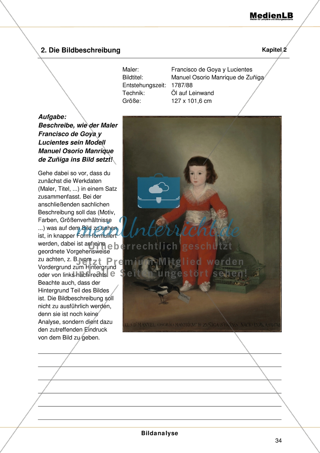 Bildanalyse: Manuel Osorio Manrique de Zuñiga von Francisco de Goya y Lucientes - Die Bildbeschreibung Preview 1