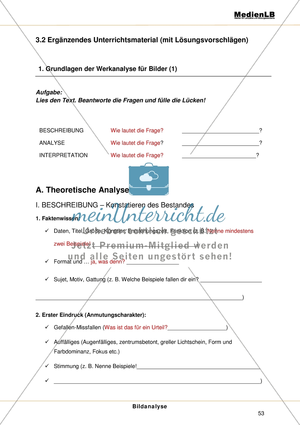 Bildanalyse - Grundlagen der Werkanalyse für Bilder Preview 1