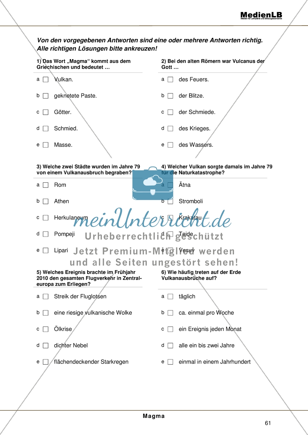 Magma- Testaufgaben mit Erläuterung Preview 2