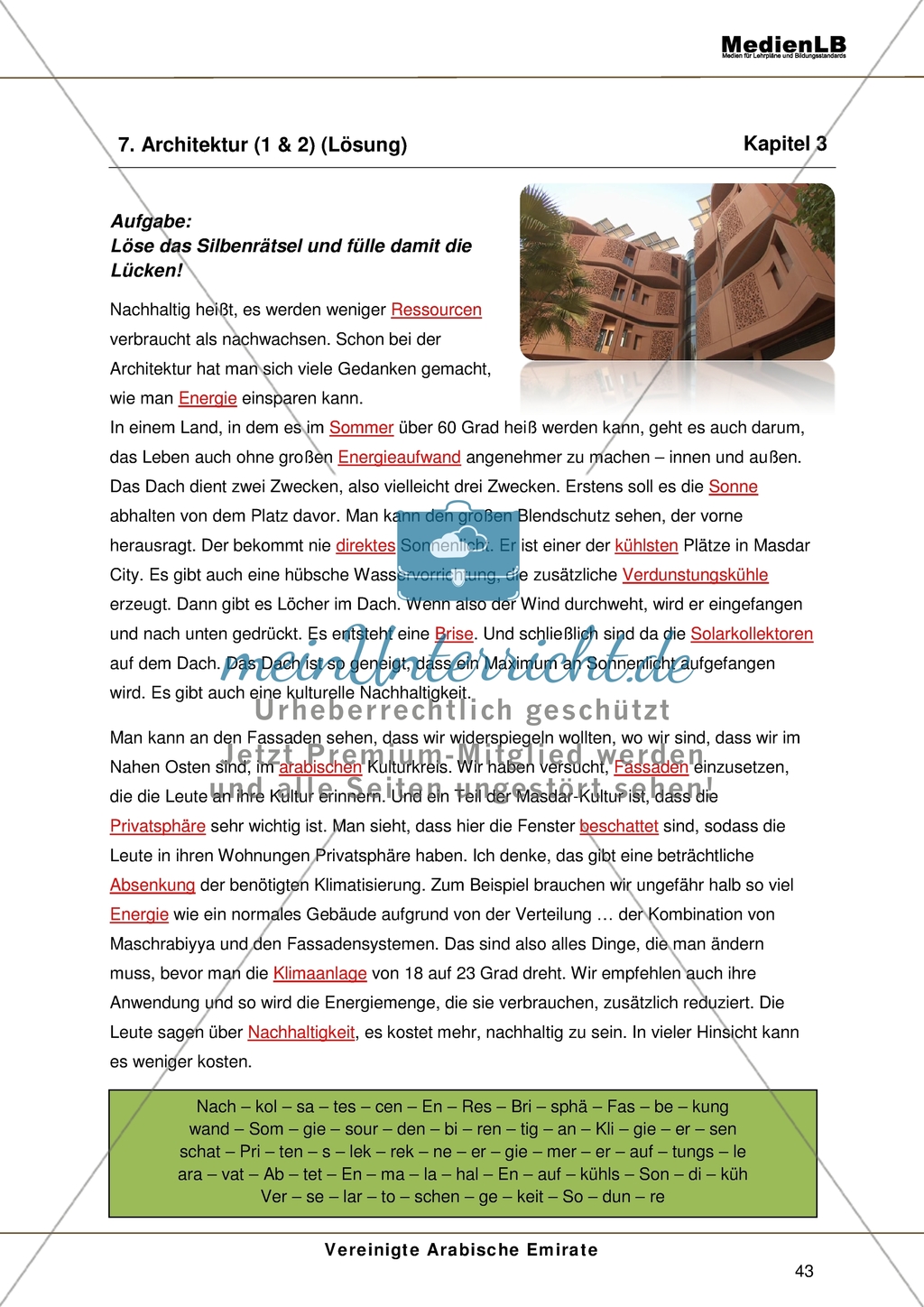 Vereinigte Arabische Emirate - Silbenrätsel über die Architektur Preview 3
