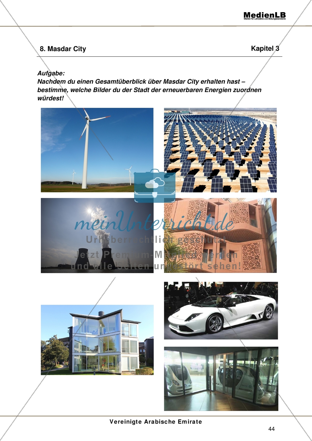 Vereinigte Arabische Emirate - Zuordnung von passenden Bildern zum Projekt Masdar City Preview 1