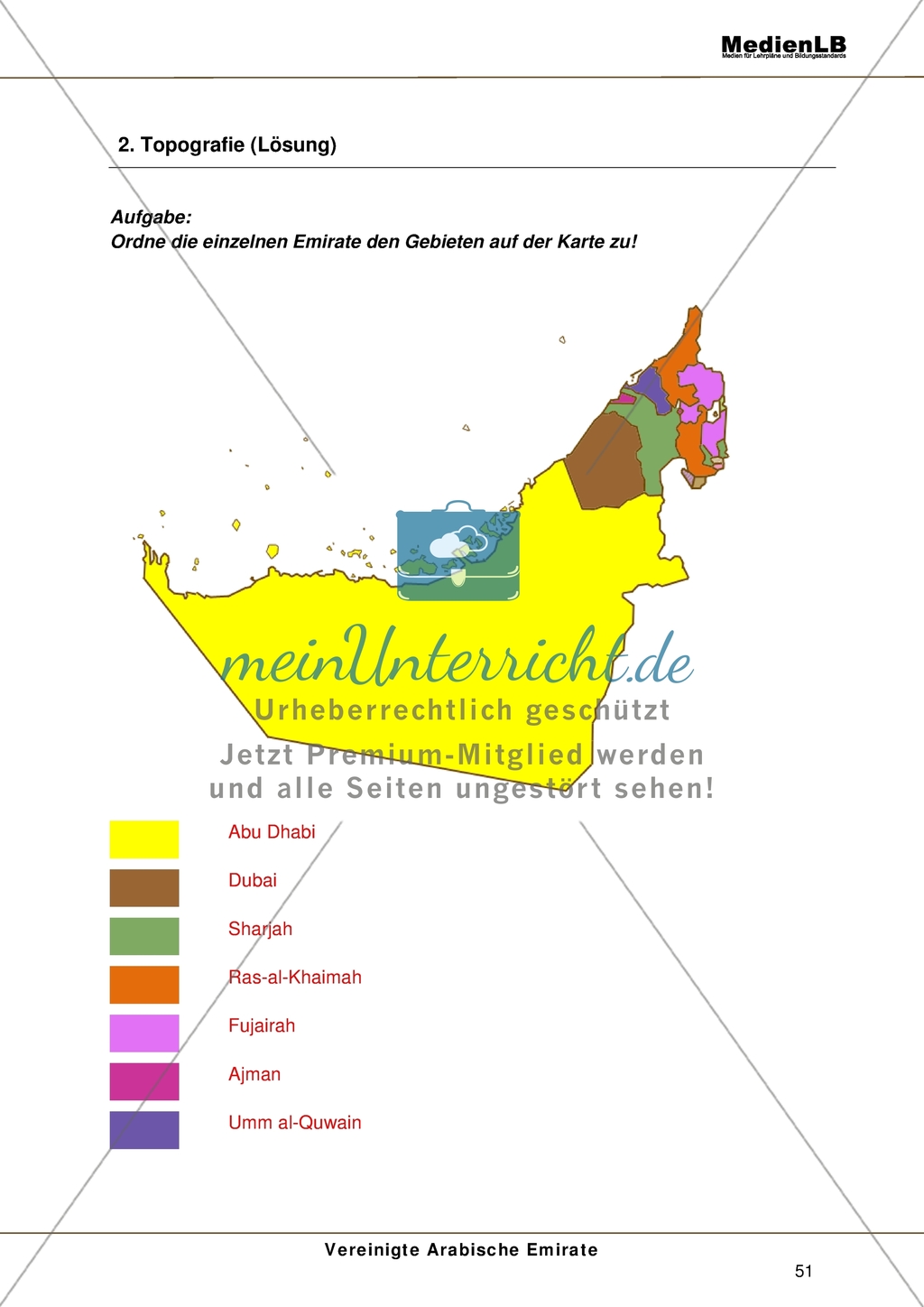 Vereinigte Arabische Emirate - Zuordnen der Emiraten auf einer Karte Preview 2