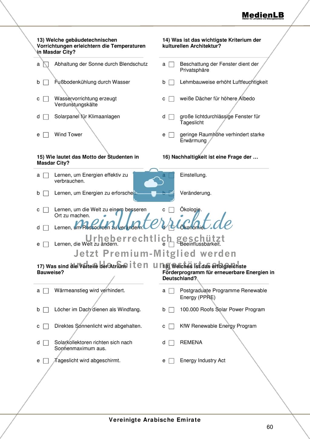 Vereinigte Arabische Emirate - Multiple-Choice-Test Preview 3