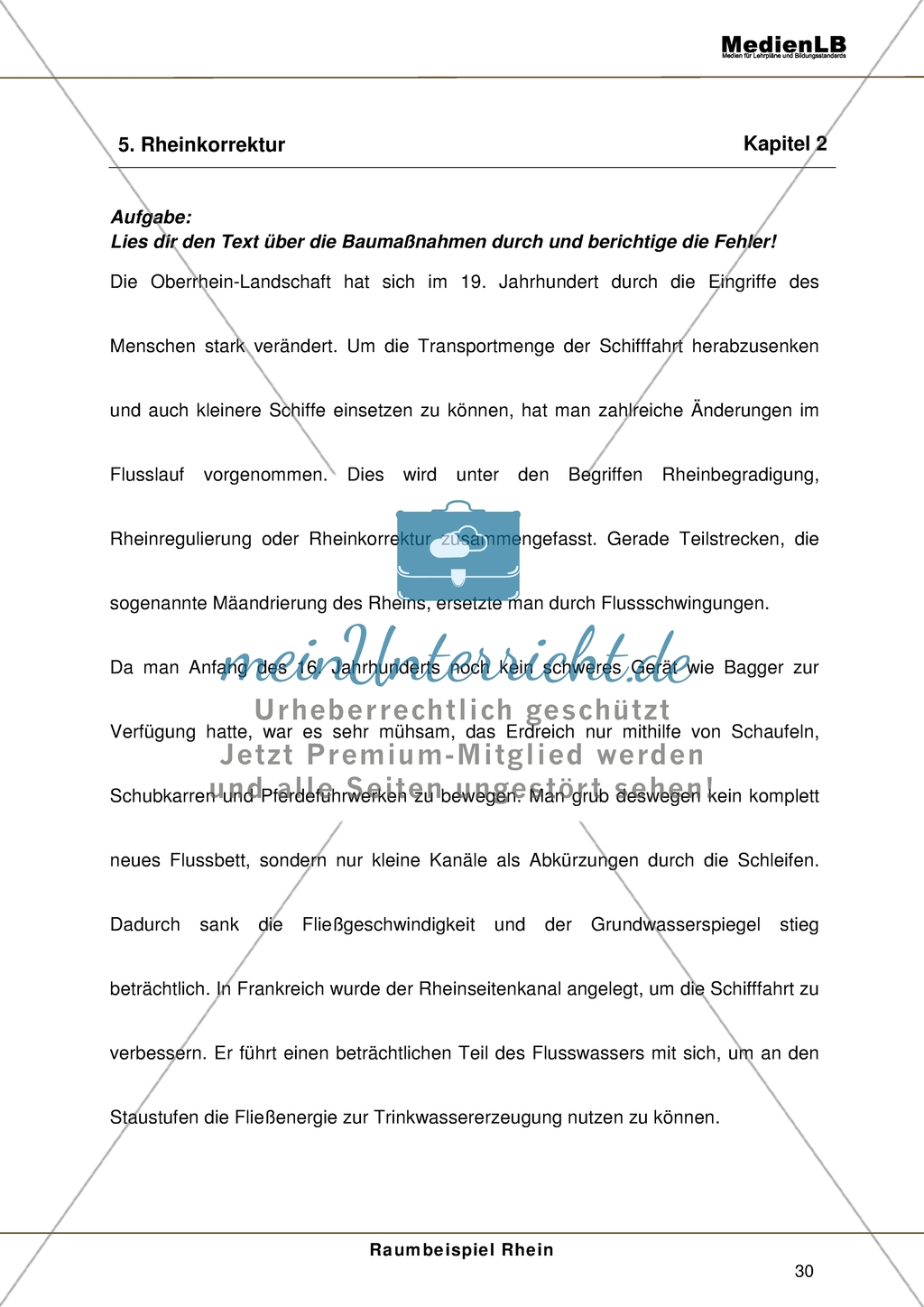 Der Rhein - Berichtigung eines Textes über Baumaßnahmen am Rhein Preview 1