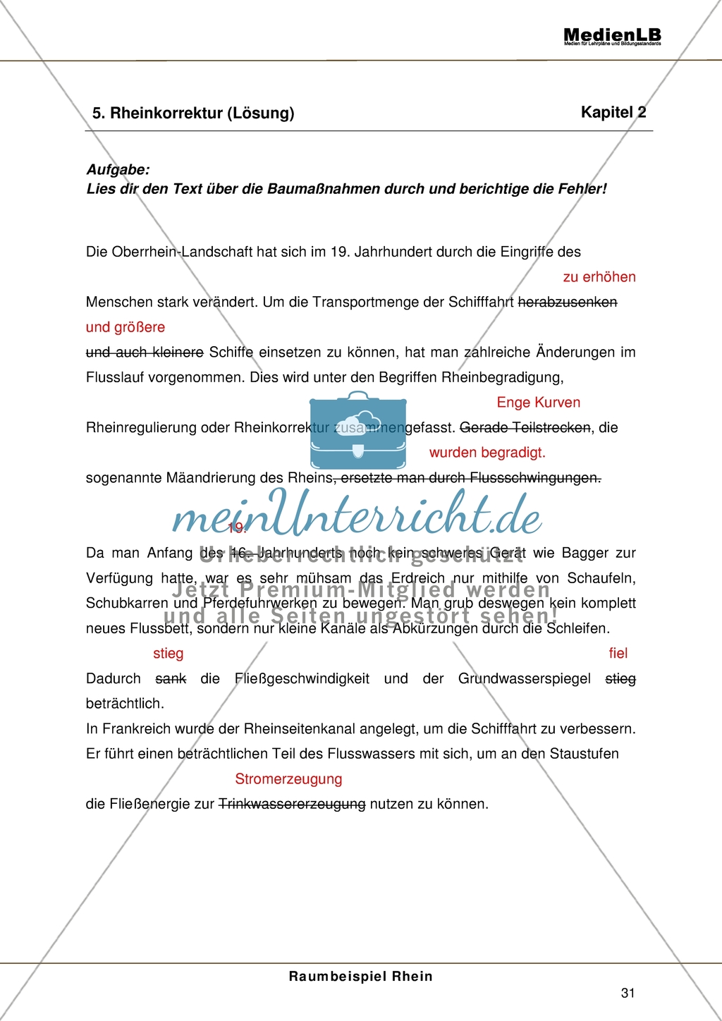 Der Rhein - Berichtigung eines Textes über Baumaßnahmen am Rhein Preview 2