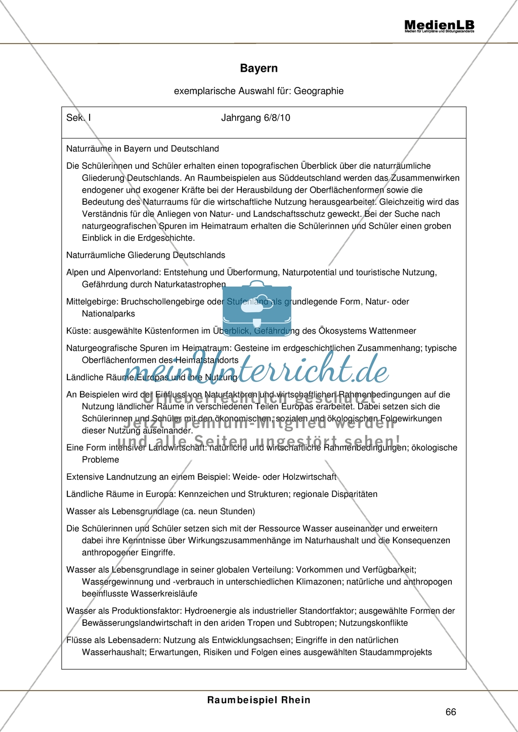 Das Thema Rhein im Lehrplan von Bayern Preview 1