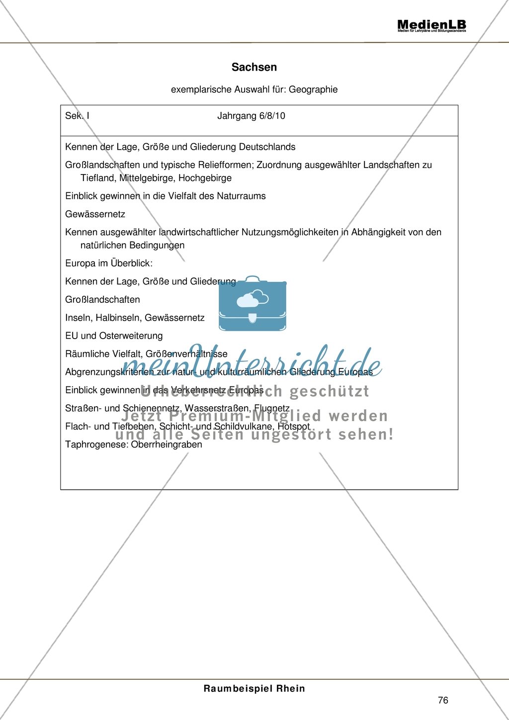 Das Thema Rhein im Lehrplan von Sachsen Preview 1