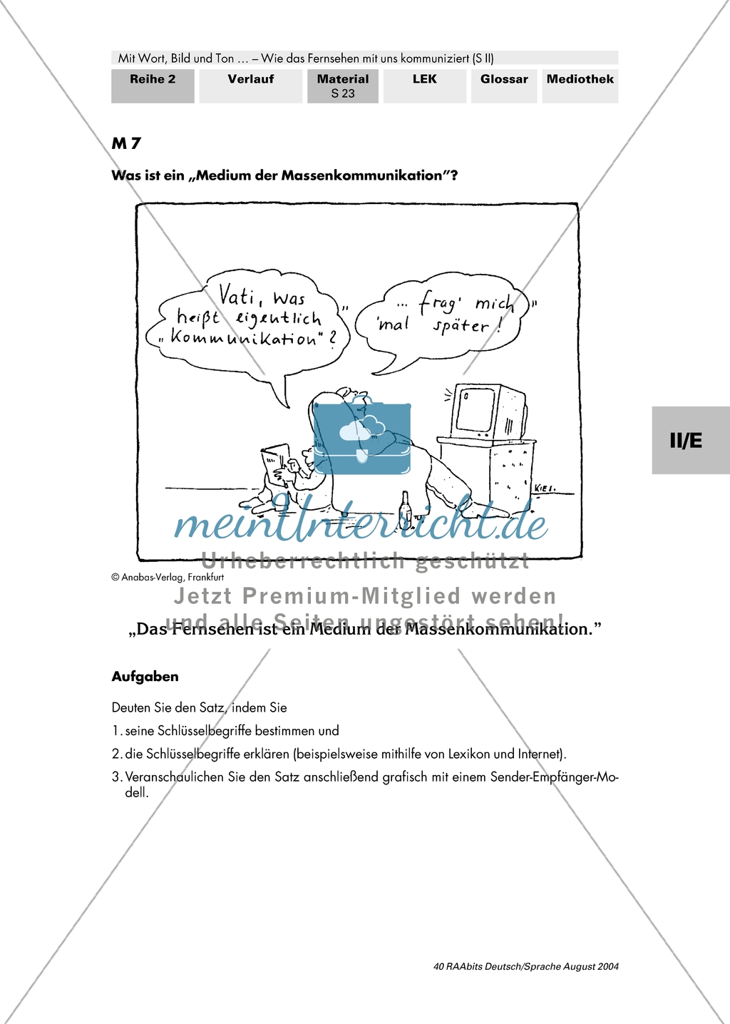 Wie das Fernsehen mit uns kommuniziert: Massenmedium und Sendeformen Preview 1