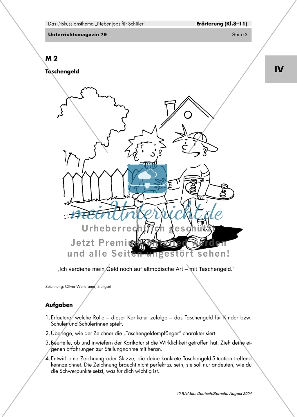Nebenjobs für Schüler - Stellengesuche und Angebote analysieren + Karikatur zum Thema Taschengeld interpretieren Preview 3