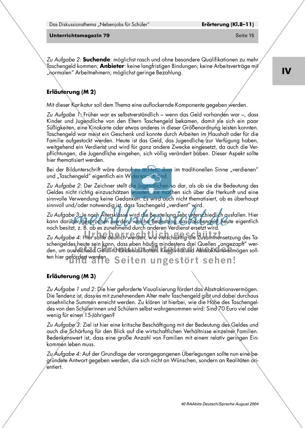Nebenjobs für Schüler - Stellengesuche und Angebote analysieren + Karikatur zum Thema Taschengeld interpretieren Preview 5