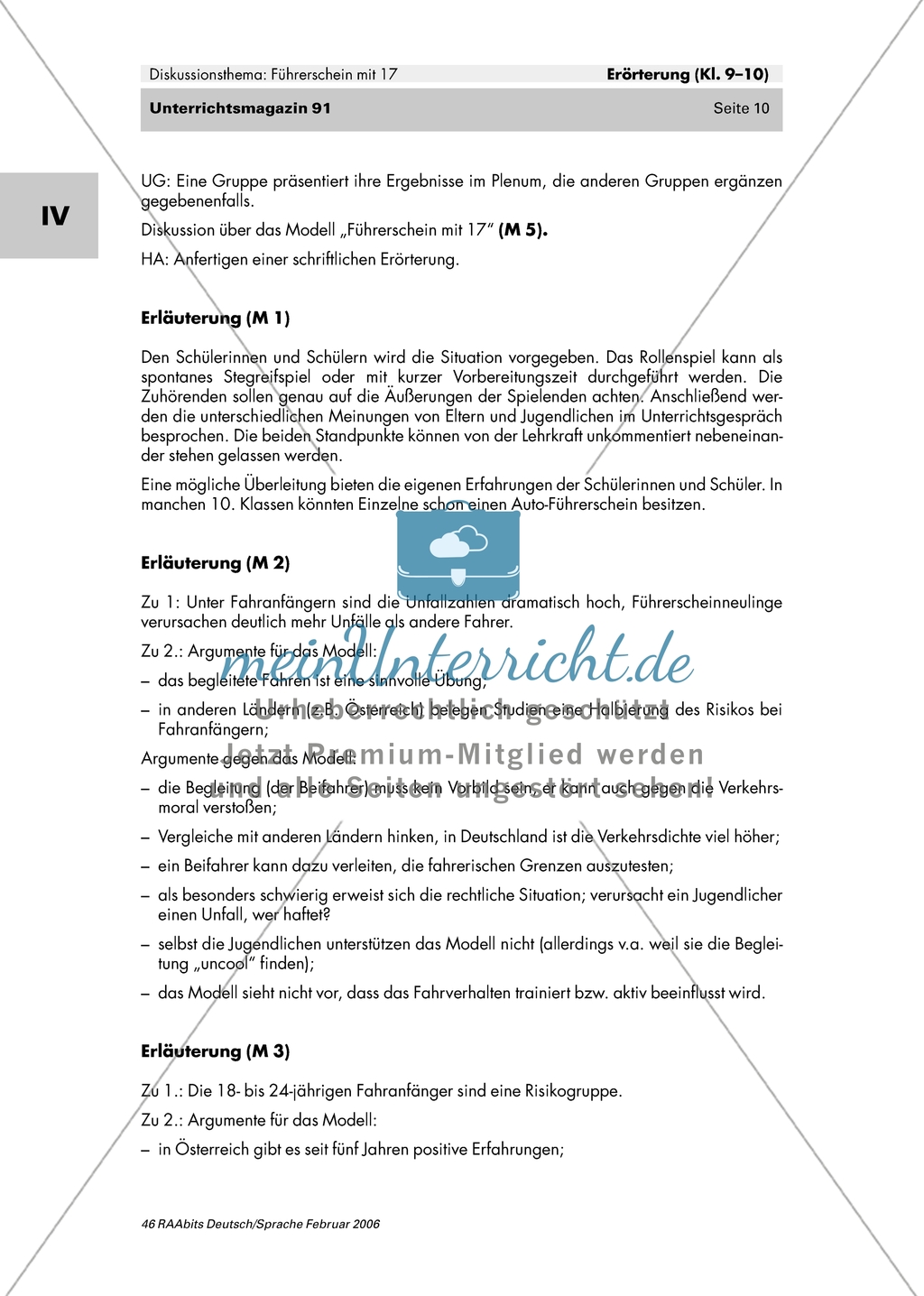 Diskussionsthema Führerschein mit 17: Ein Rollenspiel mit verschiedenen Positionen durchführen Preview 2