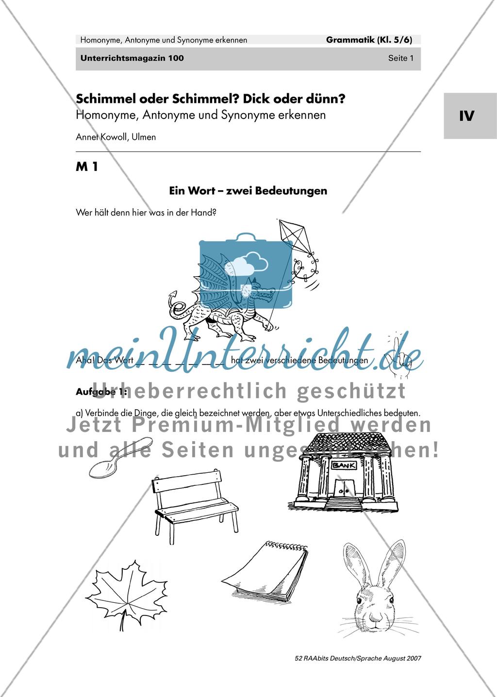 Ein Wort zwei Bedeutungen meinUnterricht