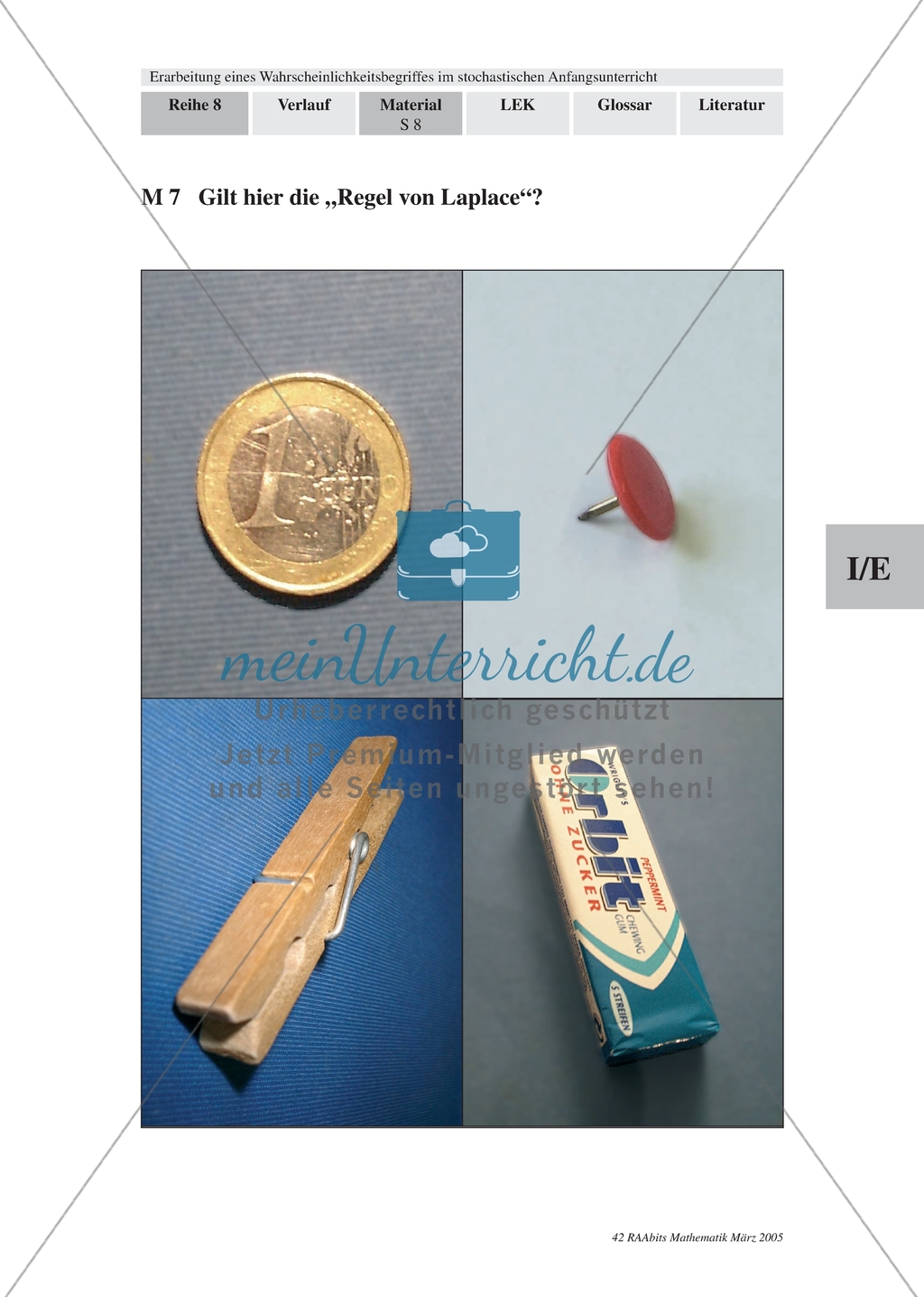 Wahrscheinlichkeit - Prüfung der Regel von Laplace an Alltagsgegenständen Preview 1
