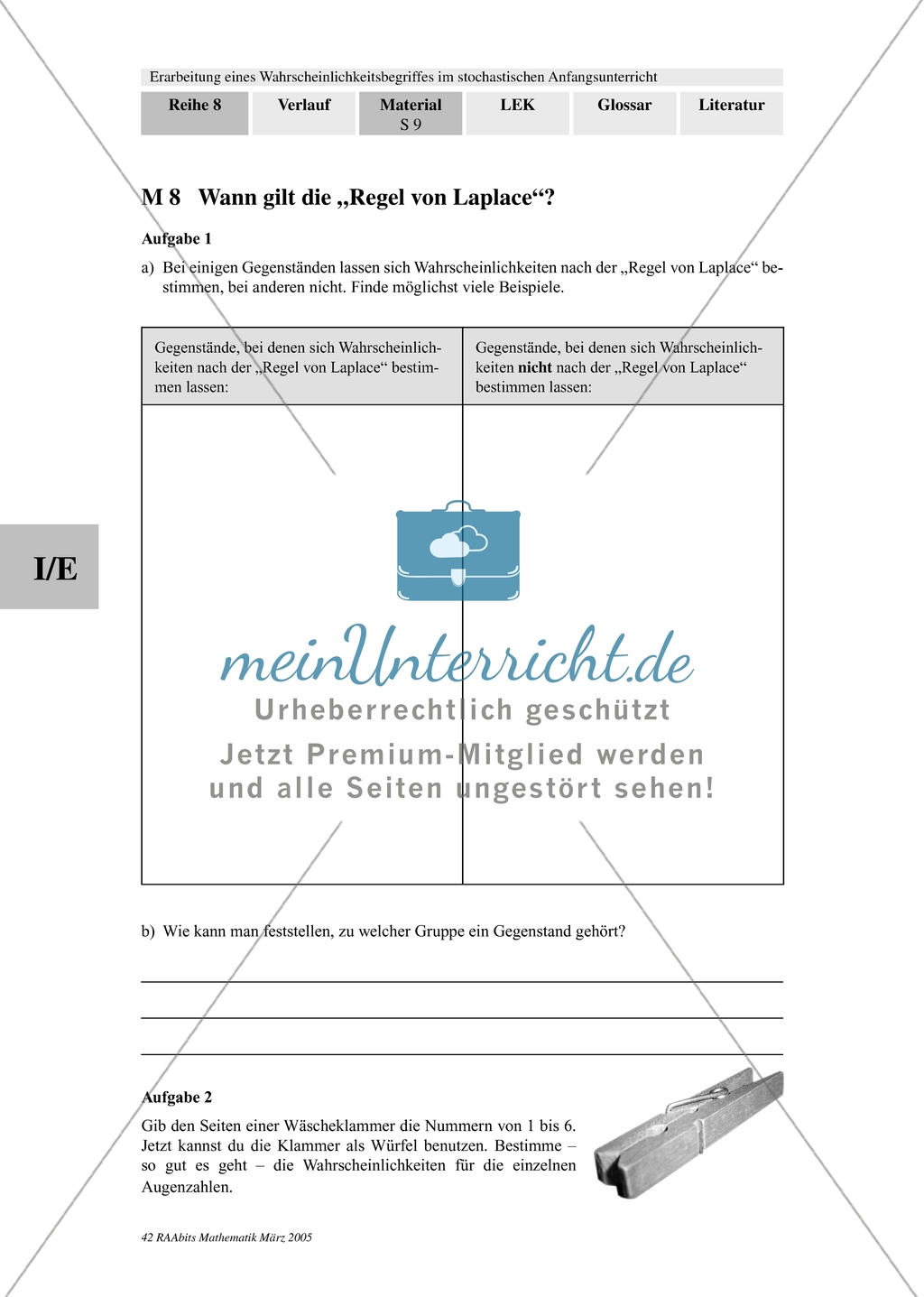 Wahrscheinlichkeit - Prüfung der Regel von Laplace an Alltagsgegenständen Preview 2