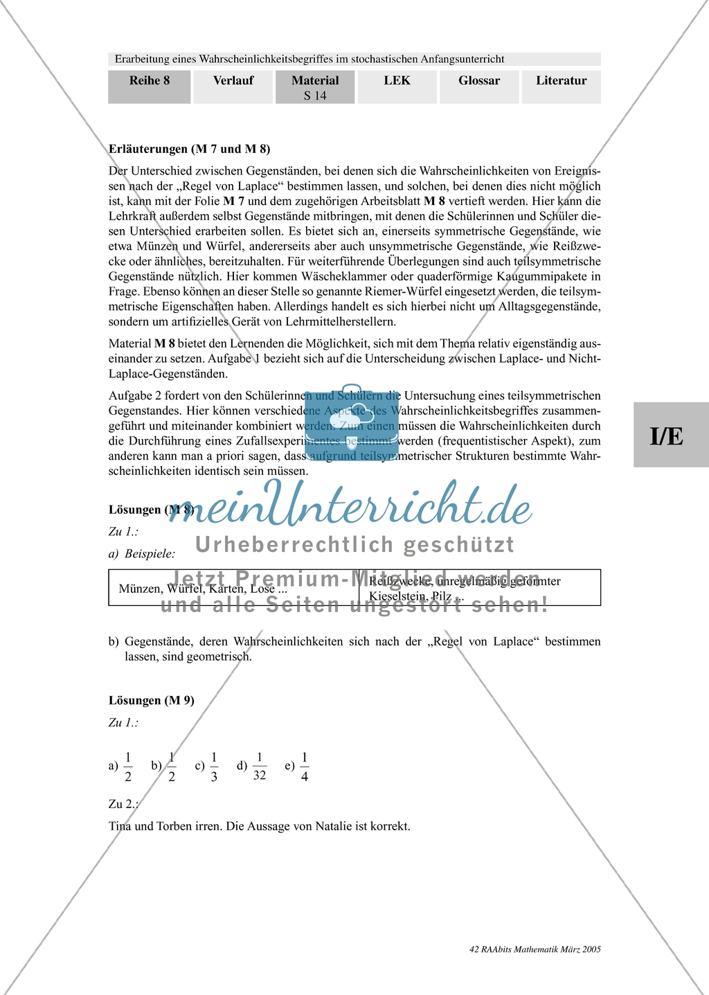 Wahrscheinlichkeit - Prüfung der Regel von Laplace an Alltagsgegenständen Preview 3