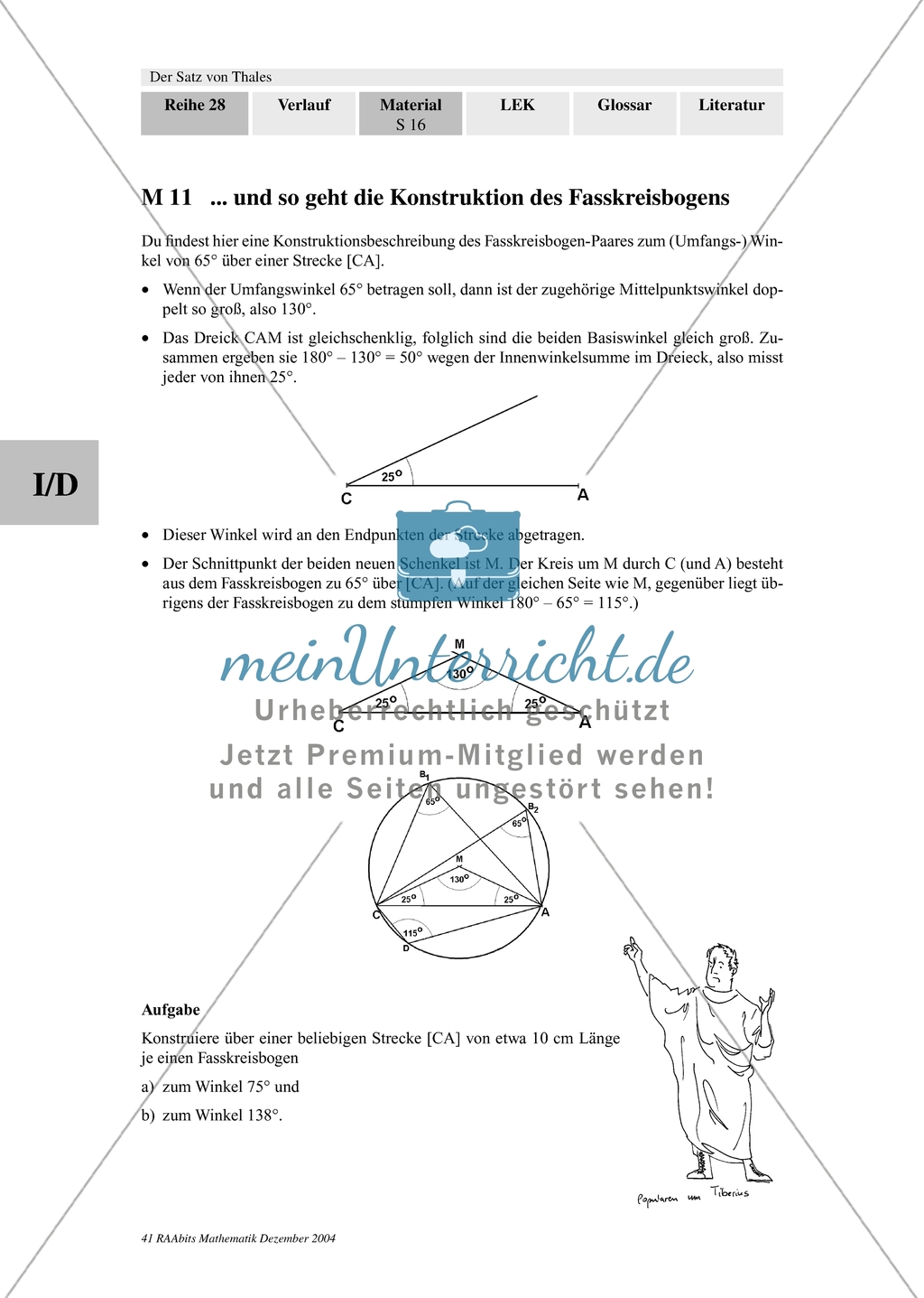 Satz des Thales - Konstruktion des Fasskreisbogens Preview 1